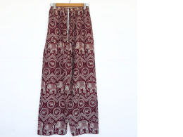 Long pants, elephant pattern, maroon color