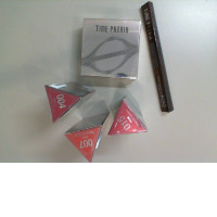 Cosmetic set for makeup TIME PHORIA. 1 face powder, eyebrow pencil. 3 lipsticks # 015.#004.#007
