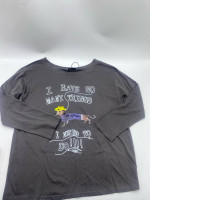 Dark grey long-sleeved round neck T-shirt