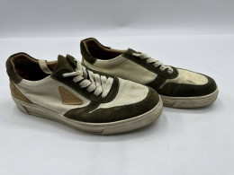 Brunello Cucinelli Red/Beige Knit Fabric Lace Up Sneakers Brunello Cucinelli Red/Beige Knit Fabric Lace Up Sneakers