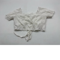 Women's white crop top with wide neckline 
