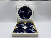 Set of 5 Glazen bord met bloemenpatroon, doosset 