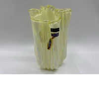 Cream and gold glass vase 