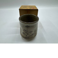 Glass, tall Japanese dark brown tea glass 