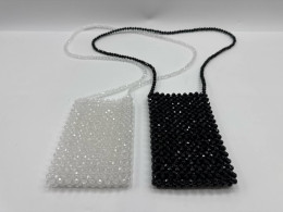 Set of 2 Black and white beaded hanging phone case 