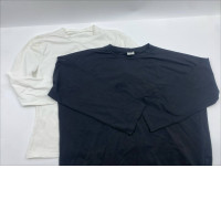 Set of 2 Black and white long-sleeved round neck T-shirt 