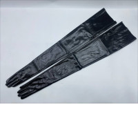 Women's long black faux leather gloves Women's long black faux leather gloves