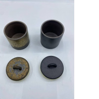 Set of 2 Empty glass jar with vintage lid 