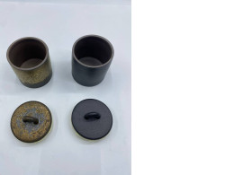 Set of 2 Empty glass jar with vintage lid 