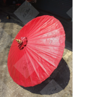 Chiang Mai umbrella, bright red oilcloth umbrella