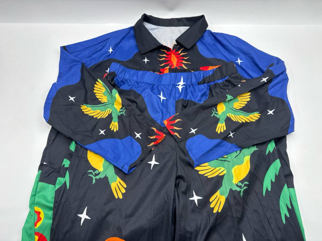 Set of 2 Blue long-sleeved shirt and blue long pants Set of 2 Blue long-sleeved shirt and blue long pants