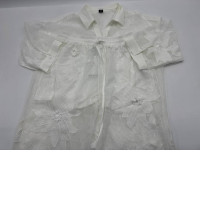 Set of 2 White mesh long-sleeved shirt and white mesh long pants 