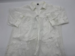 Set of 2 White mesh long-sleeved shirt and white mesh long pants 