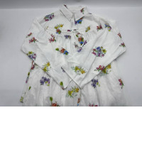 Set of 2 White long-sleeved shirt with floral pattern and white long pants with floral pattern 