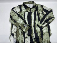 Set of 2 Brown long-sleeved shirt with black and white stripes and brown long skirt with black and white stripes