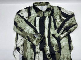 Set of 2 Brown long-sleeved shirt with black and white stripes and brown long skirt with black and white stripes