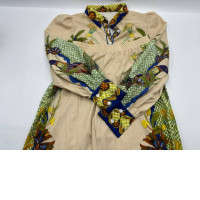 Set of 2 Gold patterned long-sleeved shirt and gold patterned long pants 