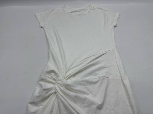 Women's short round neck short sleeve white dress Women's short round neck short sleeve white dress