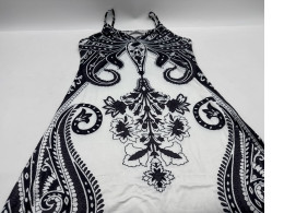 Women's one-shoulder dress, white with black stripes Women's one-shoulder dress, white with black stripes