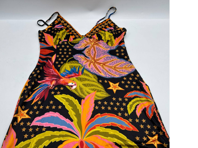 Women's black sleeveless fish pattern dress Women's black sleeveless fish pattern dress