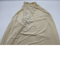 Women's cream gold off-shoulder round neck dress Women's cream gold off-shoulder round neck dress