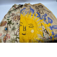 Set of 2 Women's cream-colored gold sun pattern trousers