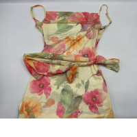 Set of 2 Cream one-shoulder short dress and cream scarf