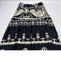 Women's long black skirt with cream pattern 