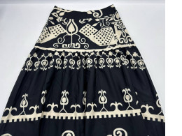 Women's long black skirt with cream pattern 