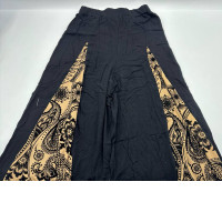 Women's black pants with gold pattern 