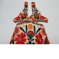 Women's cream colored floral tank top dress 