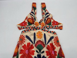 Women's cream colored floral tank top dress 