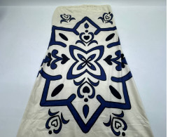 Women's white strapless dress with blue pattern Women's white strapless dress with blue pattern