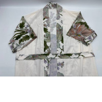 White bathrobe with rose pattern