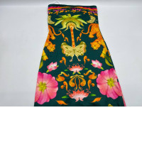 Women's black strapless long dress with tiger pattern 