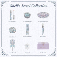 Beauty gift set of Lip gloss, Eyeshadow palette, Blush Powder, Cream primer, Makeup brush, Mirror, Bob clip, Box