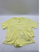 Set of 2 Women's yellow shirt and yellow shorts workout set