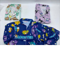 Set of 6 Women's pajamas, shirt and shorts with cartoon pattern 