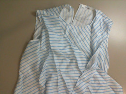 Women's blouse, white with blue stripes