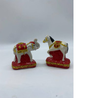 Set of 2 Terracotta elephant and horse statues 