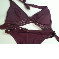 Burgundy two-piece swimsuit