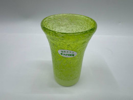 Glass, green Japanese sake glass