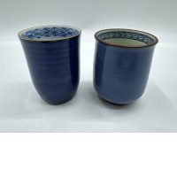 Set of 2 Glass, tall blue tea glass