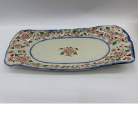 Glass, flat white glass plate with Japanese vintage pattern