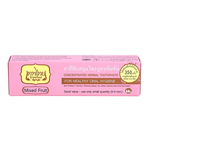 Thepthai concentrated herbal toothpaste, mixed fruit flavor, 70 g. Thepthai concentrated herbal toothpaste, mixed fruit flavor, 70 g.