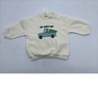 Children's white long-sleeved sweater with Mickey Mouse pattern 