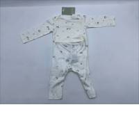 Set of 2 Children's long-sleeved shirt and children's white pants 