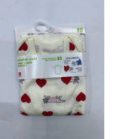 White baby bodysuit with red heart pattern 