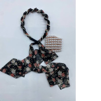 Set of 2 Black headband and hair clip with beaded embellishments