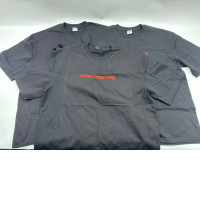 Set of 3 Black short-sleeved round neck T-shirt with red chest pattern 